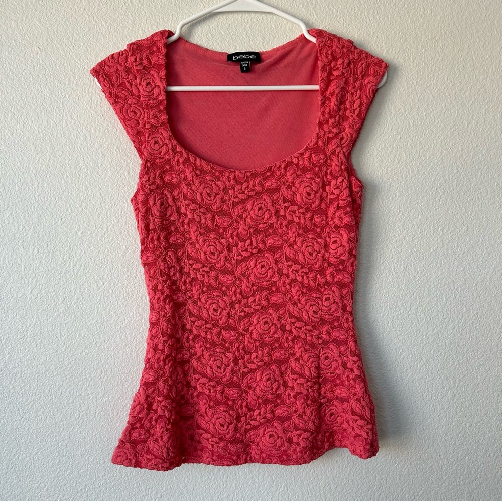 Bebe Coral Textured Blouse